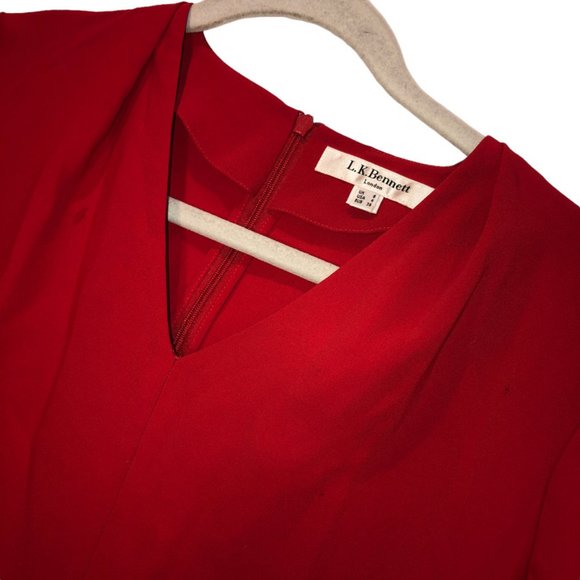 L.K. Bennett red v-neck top 4 EUC - Picture 2 of 4